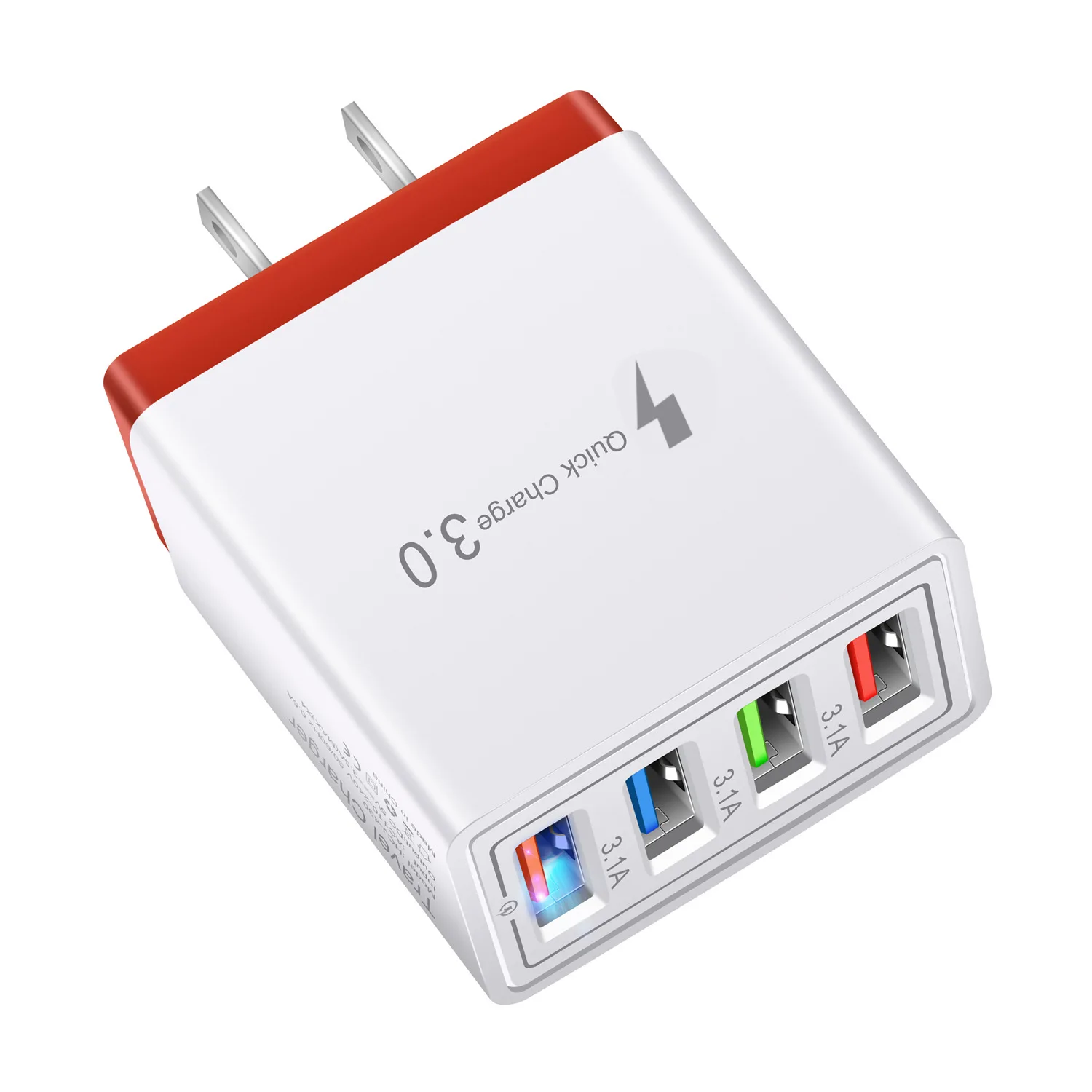 Factory wholesale QC3.0 Fast Charging USB travelling Charger 4 Ports EU UK US Plug wall USB Charger