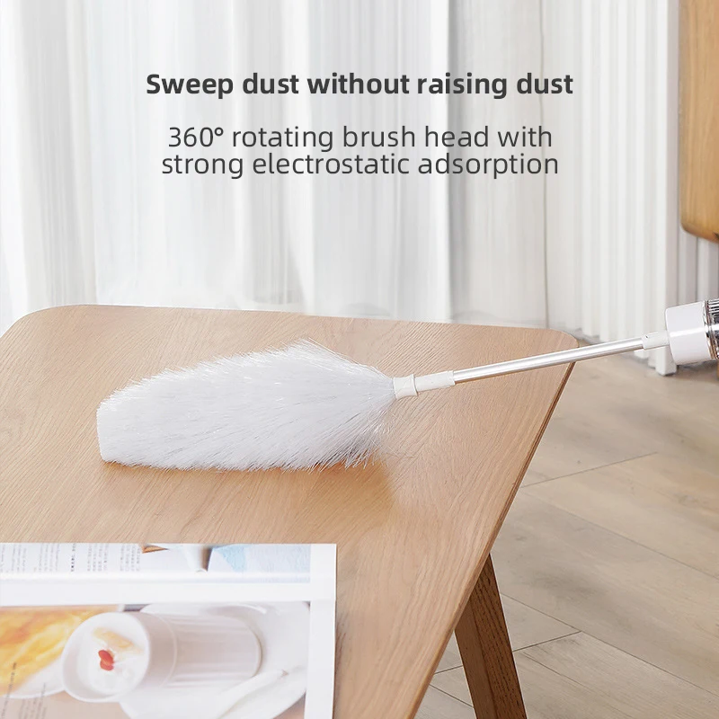 Electric Feather Duster Handheld Telescopic Dust Clean Brush Removal Duster for Home Furniture Computer Car Cleaner USB Charging