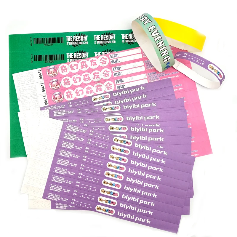 High Quality Tyvek Paper Wristband Bracelet Waterproof Disposable Thick Tyvek Wristband For Swimming Amusement Park