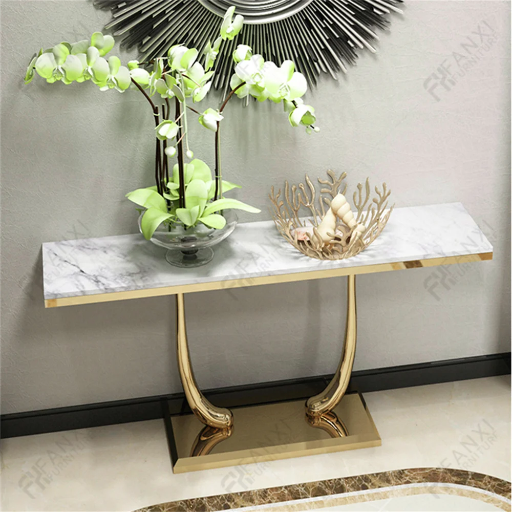 Living room furniture gold stainless steel console table modern royal console table luxury marble console tables CT100