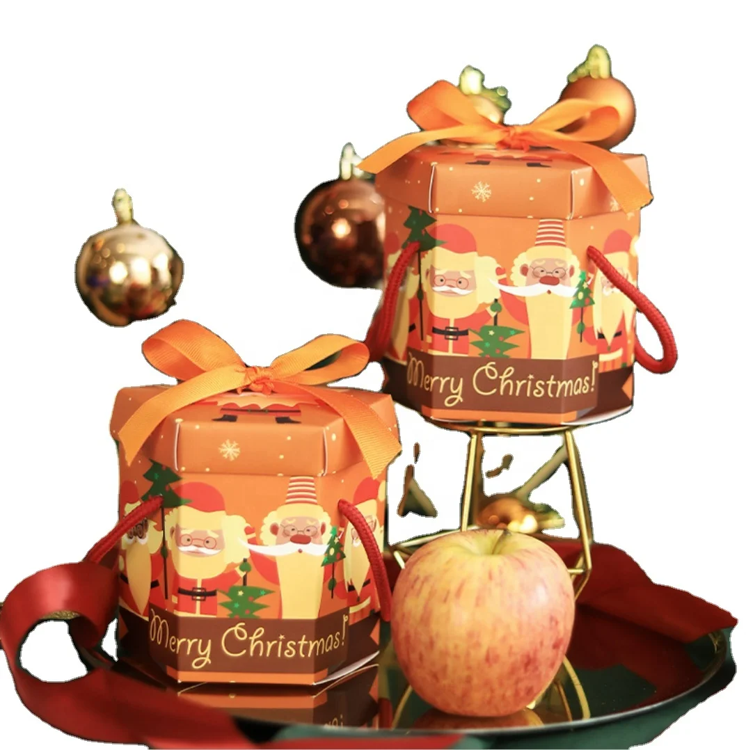 Customization 350 White Card New Spot Cross-Border Christmas Packaging Boxes Apple Blind Box Ping Fruit Gift Bag