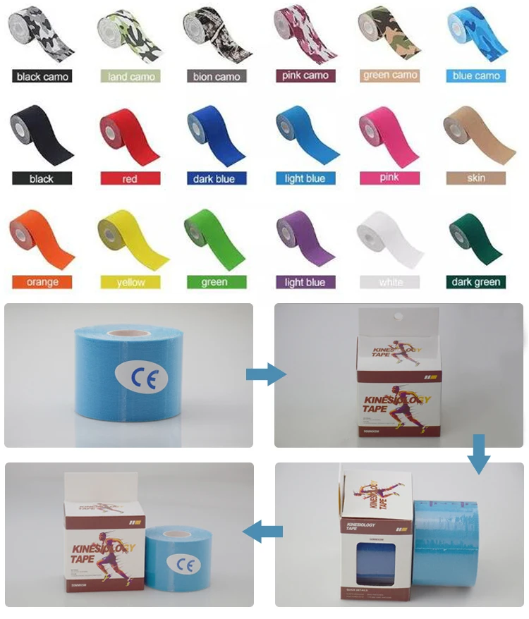 EONBON Wholesale Waterproof Knee Physiotherapy Athletic Muscle Kt Tape Elastic Kinesios Tape Precut Kinesiology Tape For Sports