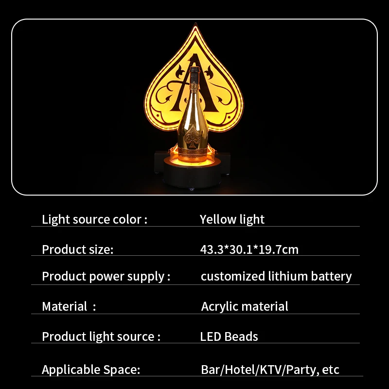 Bar VIP LED Sign Serving Trays Wine Glorifier Display Racks Ace Of Spade Champagne Bottle Presenter for nightclub