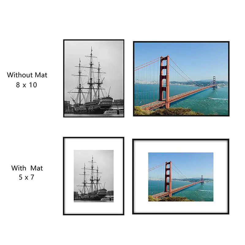Wholesale White and Black A4/A3/4x6/5X7/6X8/8x10/11x14in MDF Wooden Photo Frame Silk Screen Printed Picture Frame