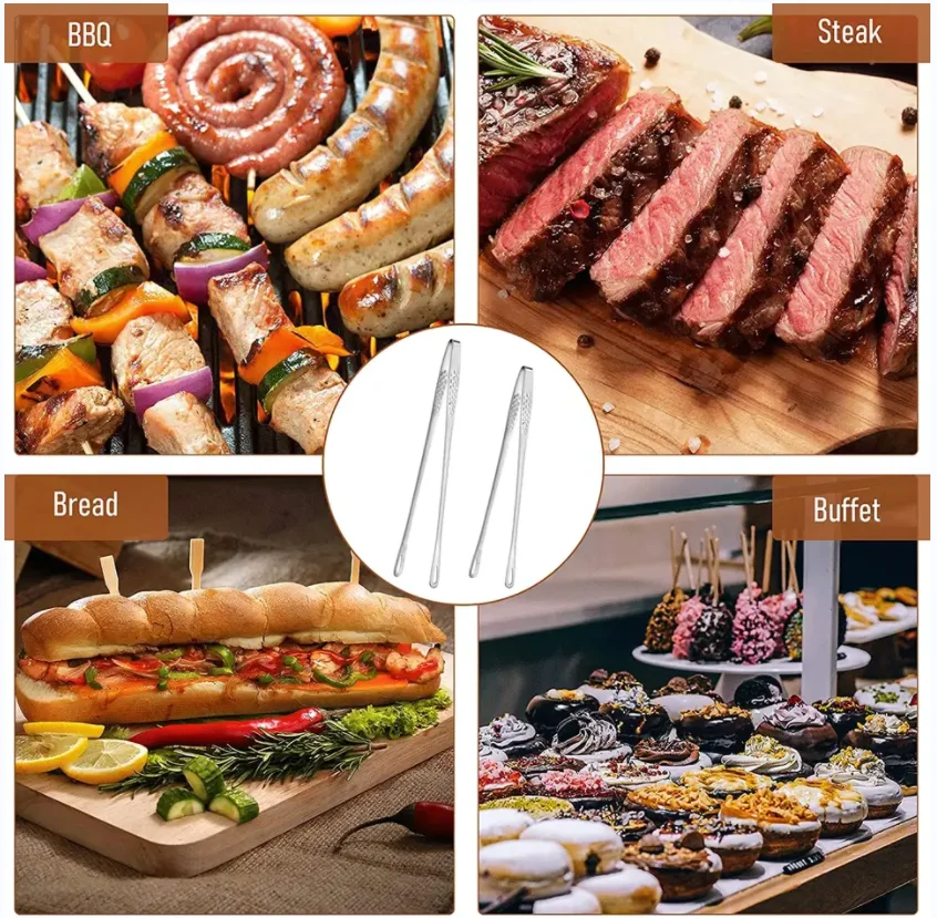 Custom Logo BBQ Tongs Stainless Steel Food Clip Korean Steak Clip Barbecue Tools Bbq Accessories