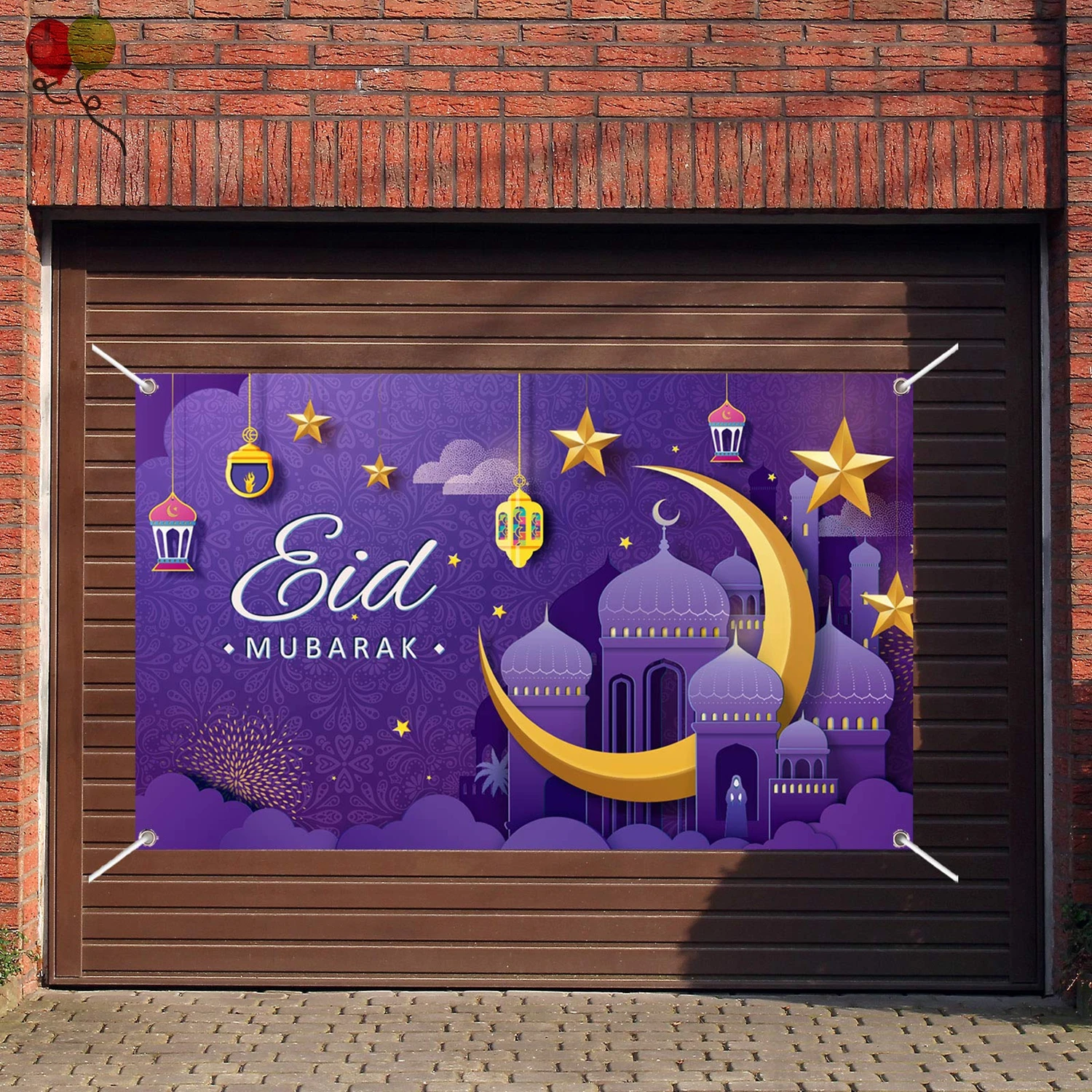 Eid Mubarak Decorations Fabric Eid Mubarak Sign Backdrop Banner Muslim Ramadan Background Muslim Ramadan Supplies KD1709