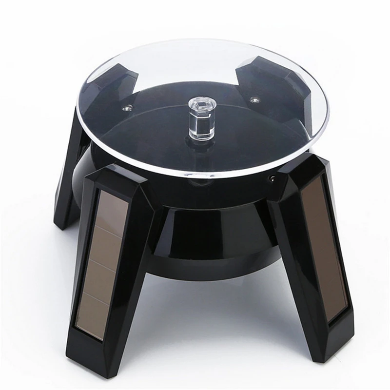 Popular Solar Display Stand Turntable Battery Double Used Rotating Display for Jewelry Spinner Watch Hobby Collection Shelf