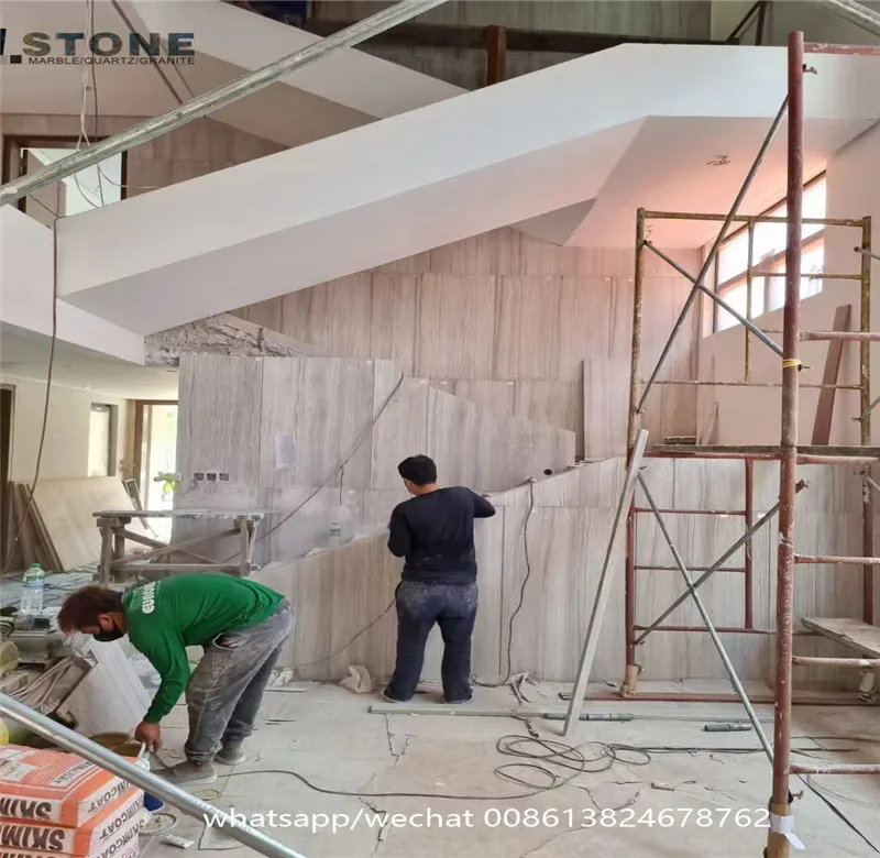gray marble stair case in ground with marble steps flamed granite polishing