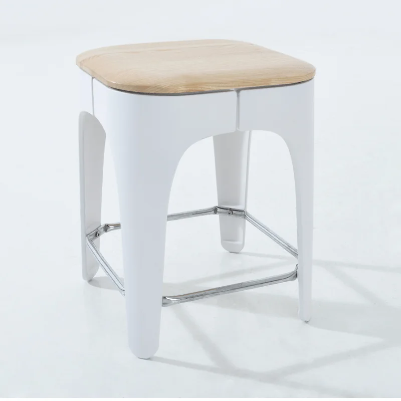 Italy Modern Design Bar Stool Plastic Leg With Solid Wood Seat Fashion Chair Stool With Footrest