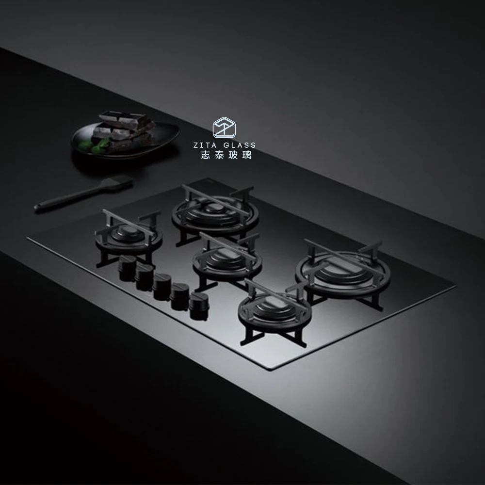 Glass manufacturer black tempered gas stove glass hot sale customized thickness gas cooker stove cover top panel