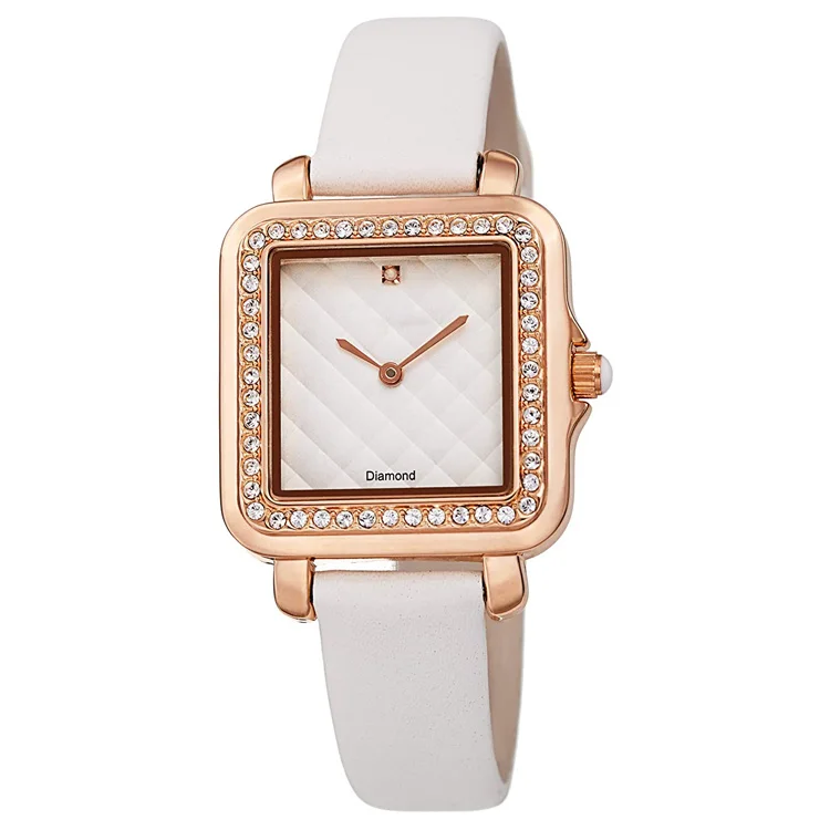 
Luxury Crystal Bezel 24k Gold Plating Ladies Dress Female Women Stylish Quartz Square Watch 