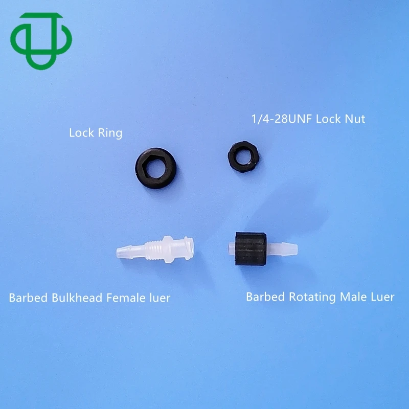 7 Colors Rotating Male Luer Lock Barbed Bulkhead Tube Fitting Medical PP Male Luer Hose Barb Pipe Connector For Panel Mounting