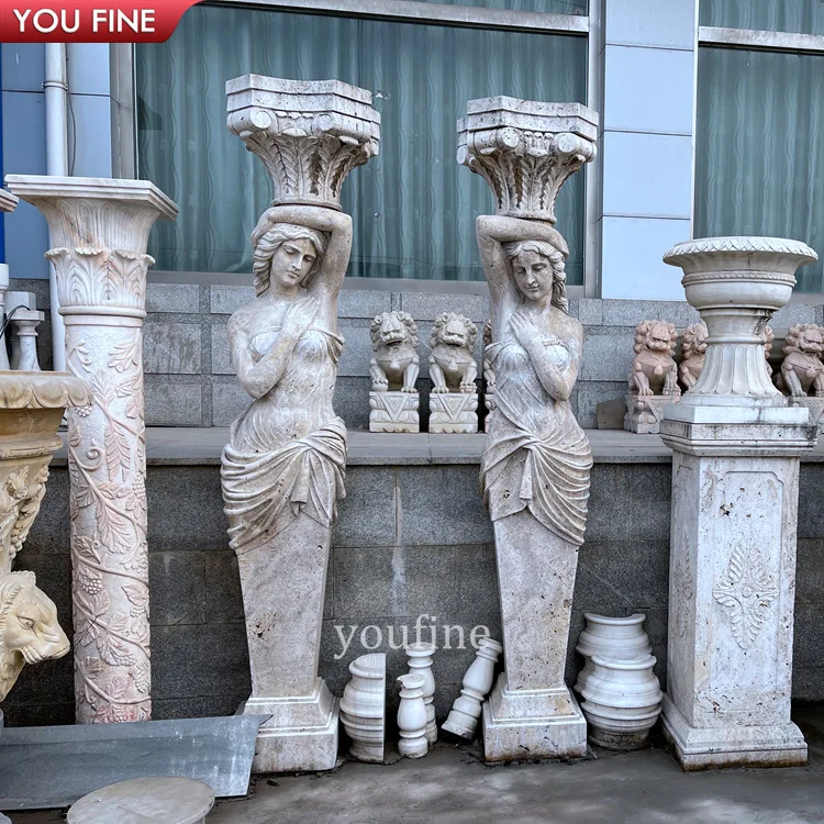 White Stone Columns Stone Pillars Tiles Marble Pillars Design