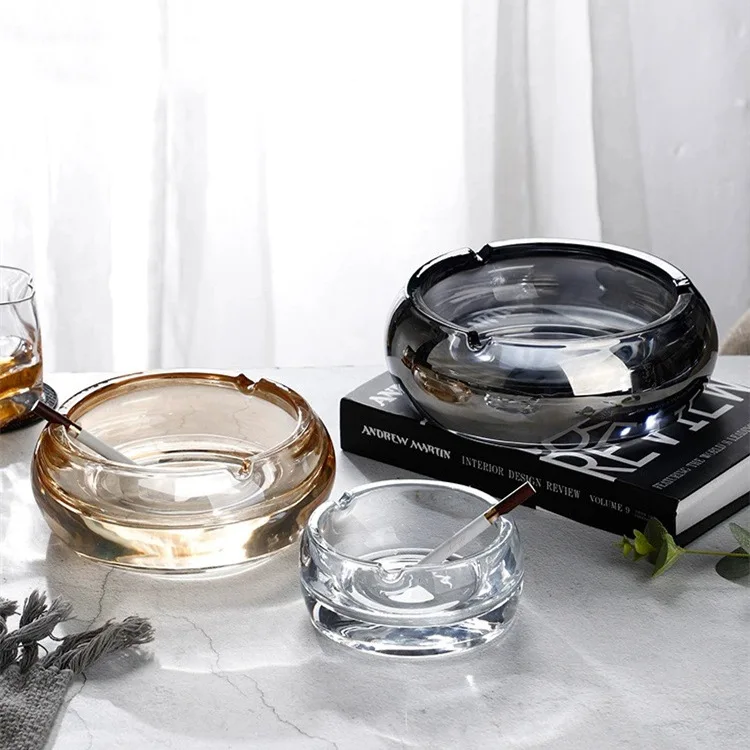 China wholesale hotel round clear glass ashtray for smoking
