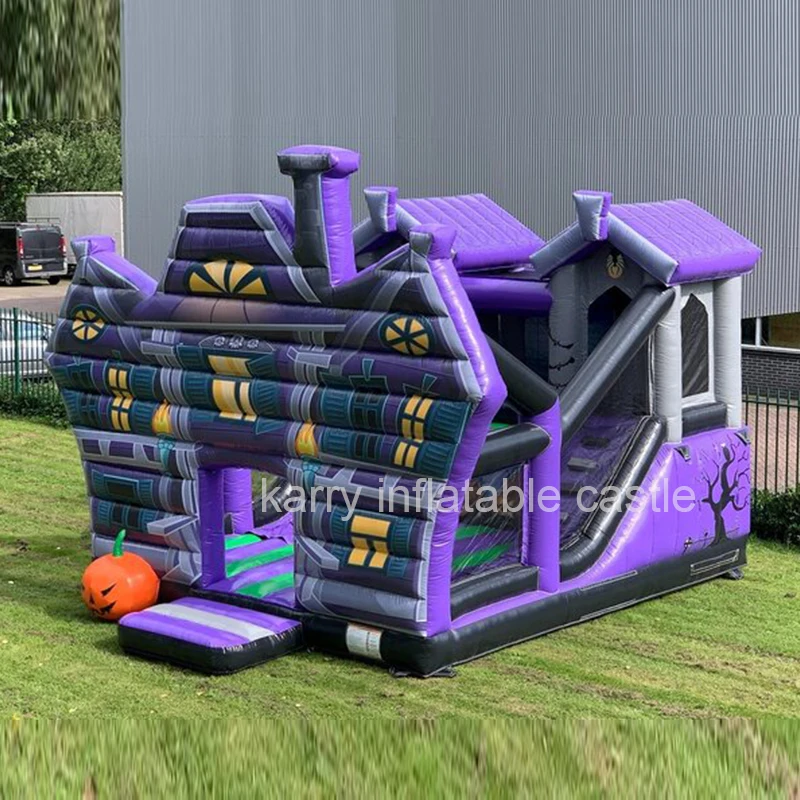 Most popular Holiday party halloween haunted house inflatable obstacle bouncer castle inflatable jumping fun city for sale