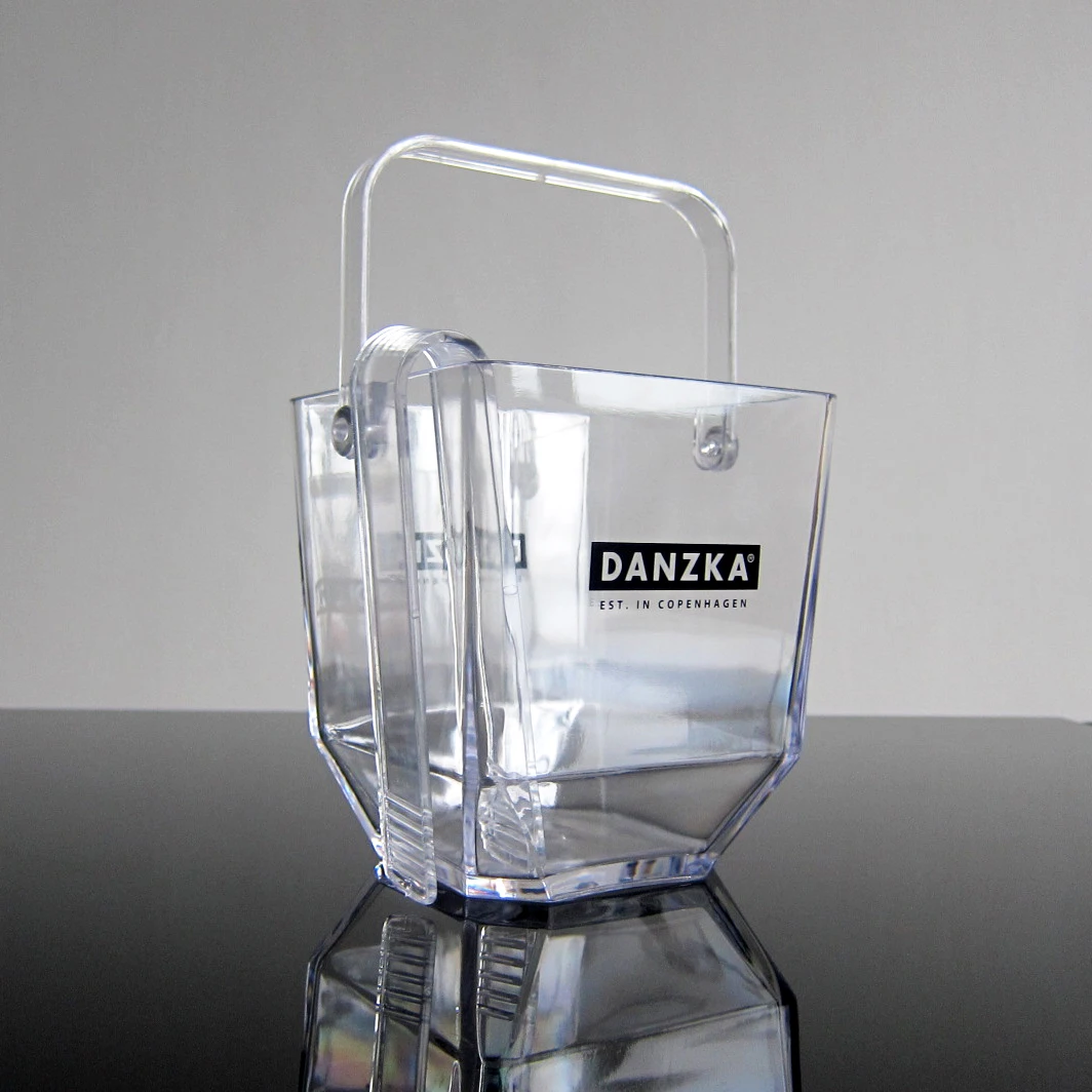Plastic mini square ice bucket with handle