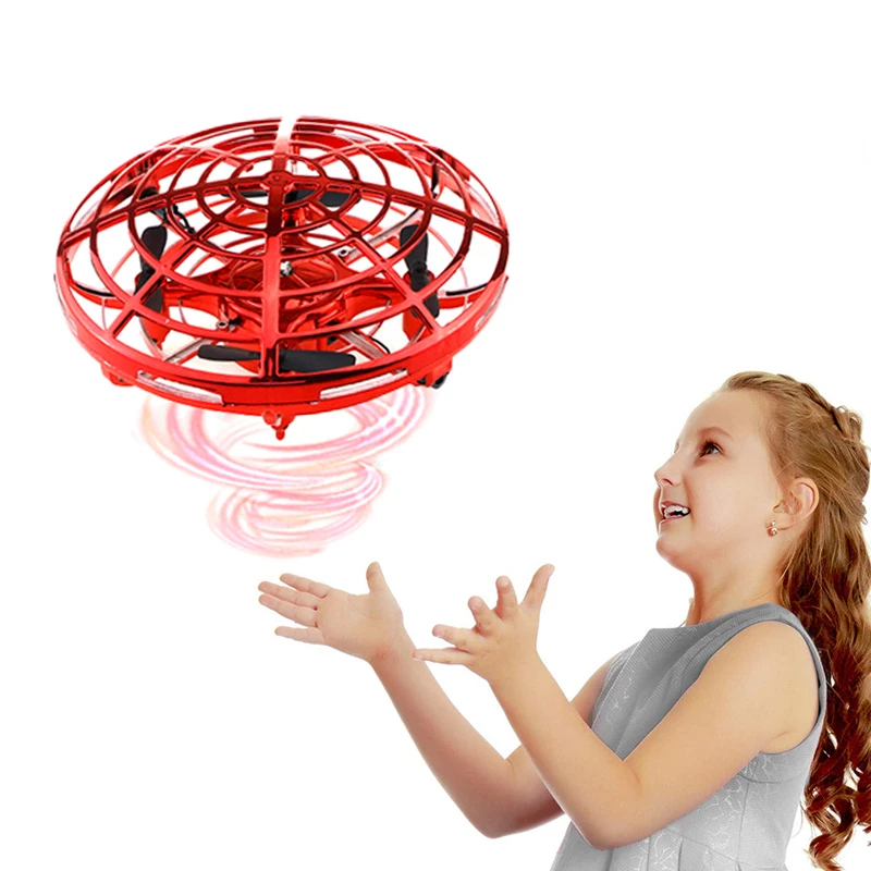 Gifts of Birthday electronic Toys for Child Funny UFO Hand Control Mini Gesture Operated LED Flying RC Drone for Baby Kids