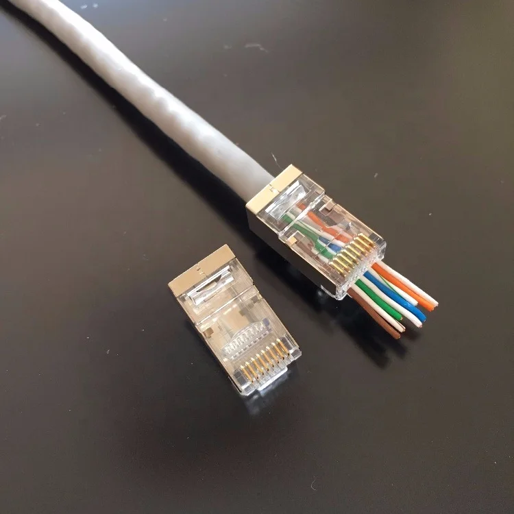 Cat5e Shielded Male 8P8C Through Hole EZ RJ45 Modular Plug