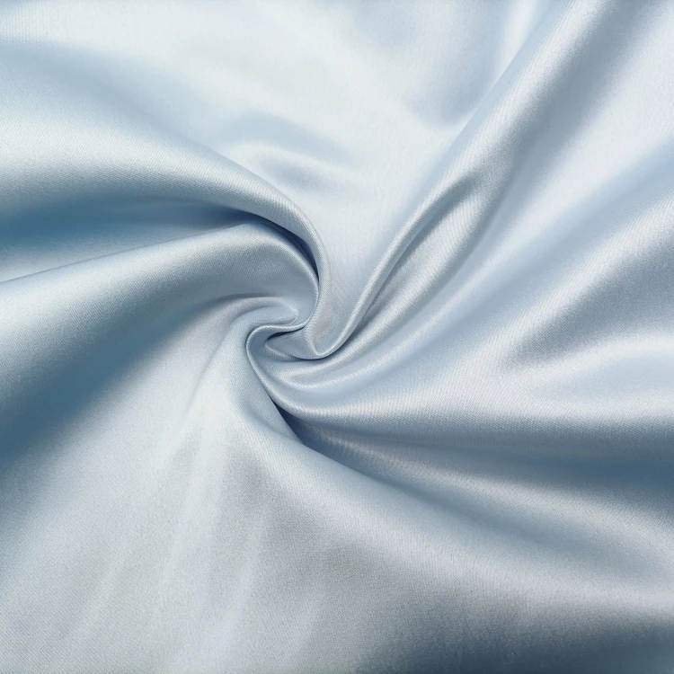 Best Selling Breathable 100%Polyester Blue Silk Matte Satin Fabric for Elegant Party Dress