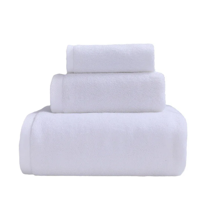 Luxury Custom 5 Star Hotel Embroidery Towels Logo 100% Cotton White Face Hand Bath 3 Pcs Towel Set