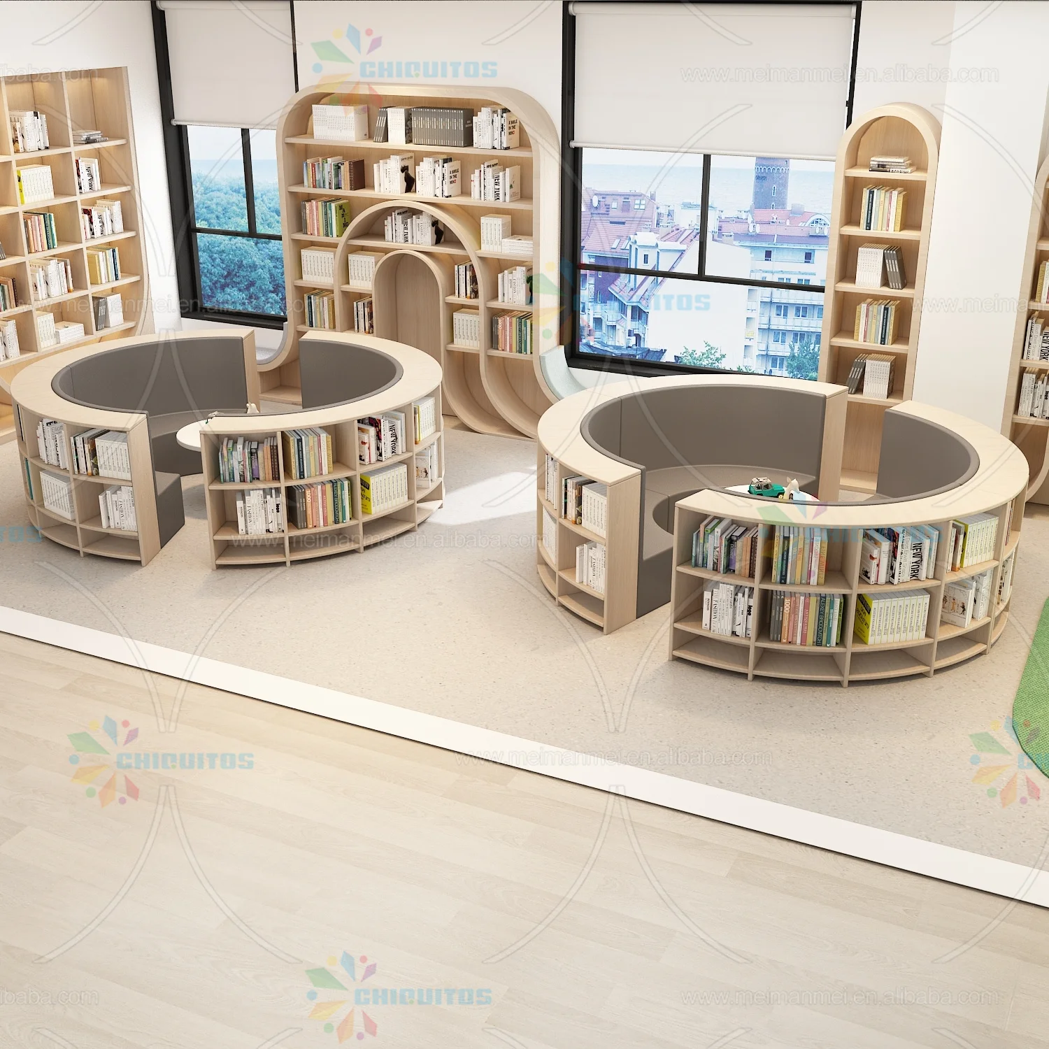 Chiquitos Sofa With Bookshelf Innovative Creative Library Book Shelf Bookcase For Kids Library Bookshop Plywood Round Book Shelf