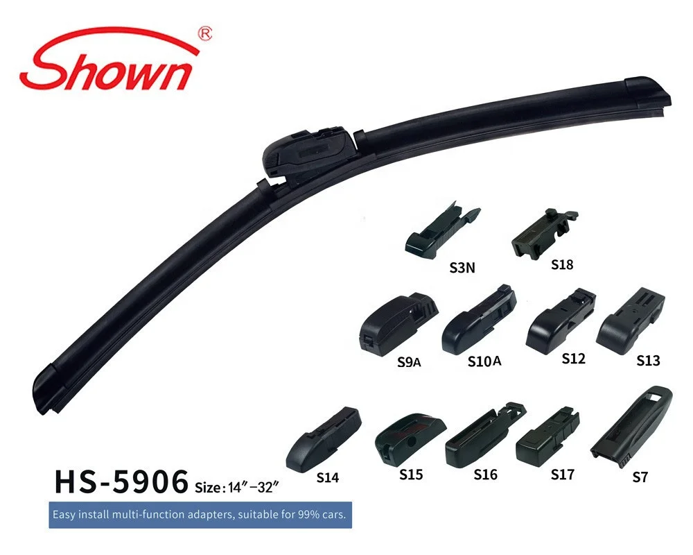 HS-5906 Shown Auto Screen Universal Windshield Wiper Blade Fit For Peugeot 307 408 Renaul Ford Focus