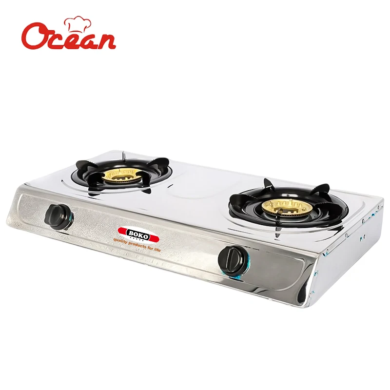 New model high quality double burner gas stove Stainless Steel easy clean gas cooker