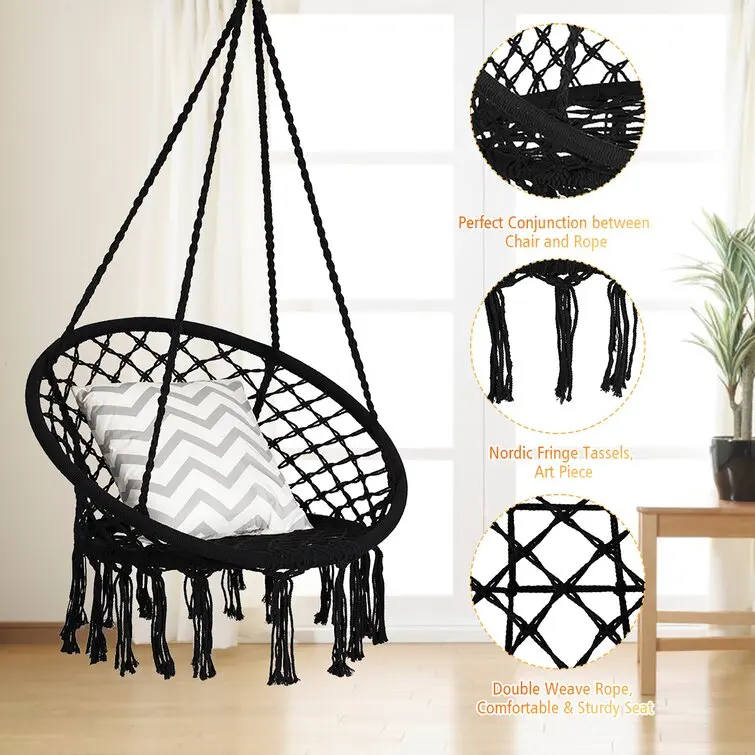 Boho Hammock Swing Cotton Rope Macrame Hanging Chair Wholesale Is Hot Outdoor Metal Bedroom Furniture Modern Small Balcony Seat