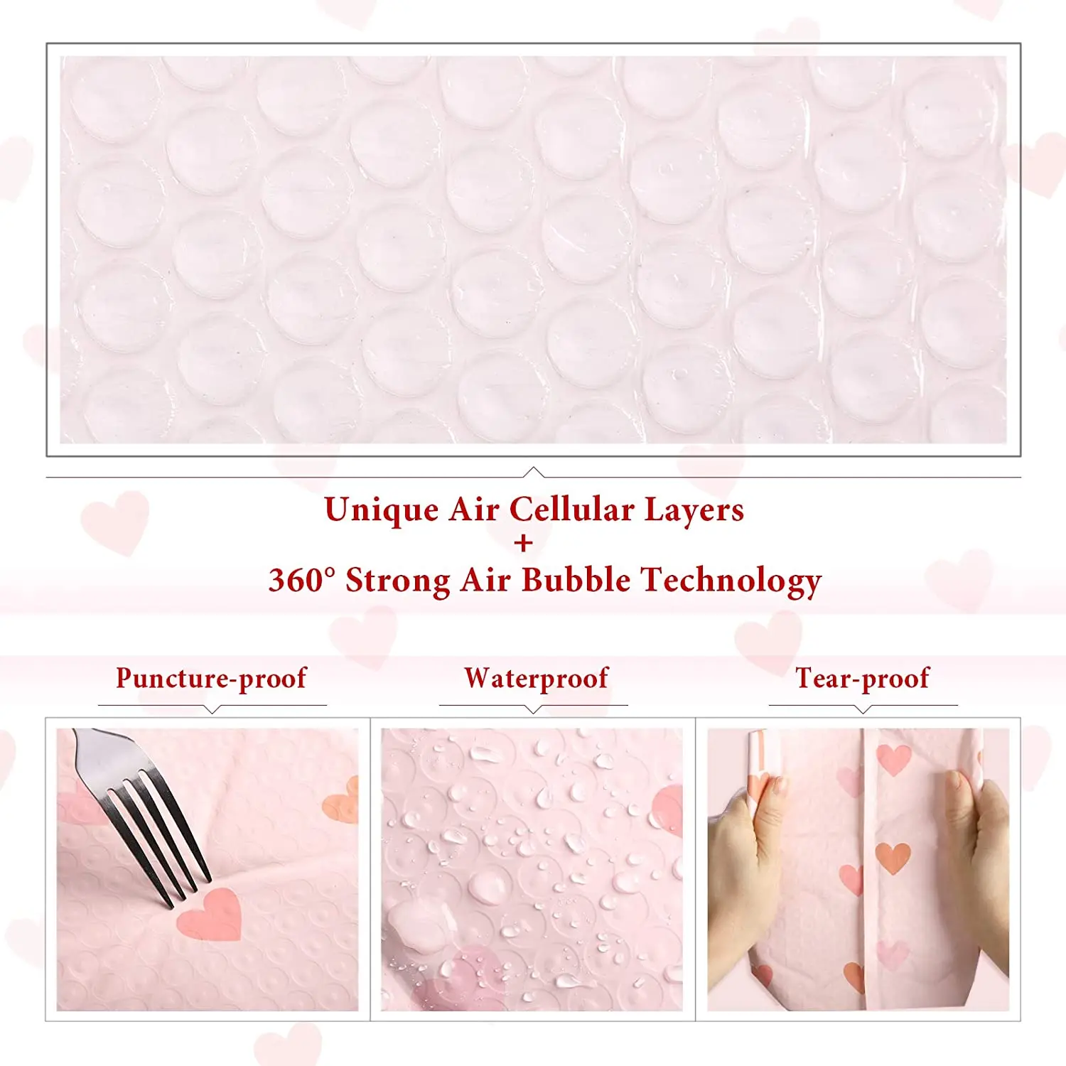 6*9 Pink Poly Bubble Mailers Custom Designer Shipping Envelopes Mailing Bags Self Seal Adhesive Waterproof Padded Packaging