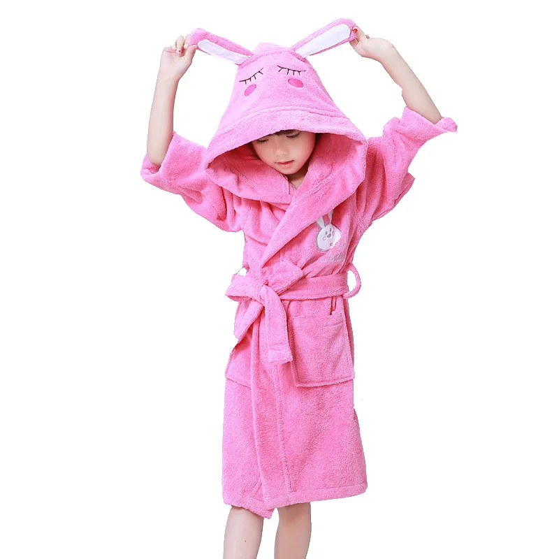 Симпатичное Хлопковое полотенце, детский банный халат, персонализированный мультяшный супервпитывающий Мягкий банный Халат с капюшоном в виде кролика
