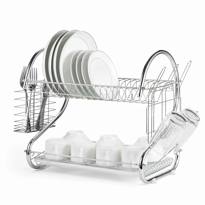 Compact Kitchen Dish Rack Drainboard Set Dish Drainer with Utensil Holder Cutting Board Holder
