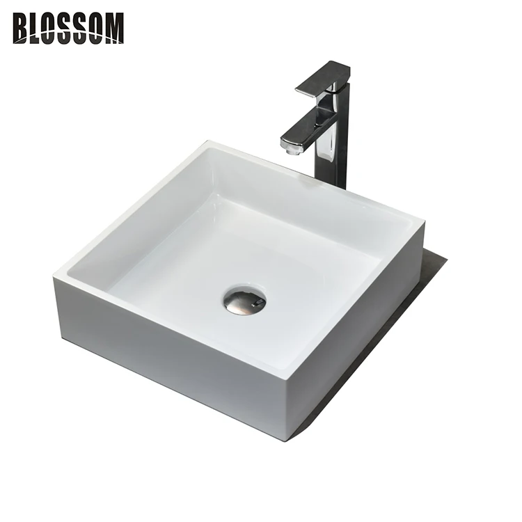 Умывальник Sundowner с твердой поверхностью из смолы одним отверстием Настольная раковина для туалетной комнаты неглубокая китайская ванной
