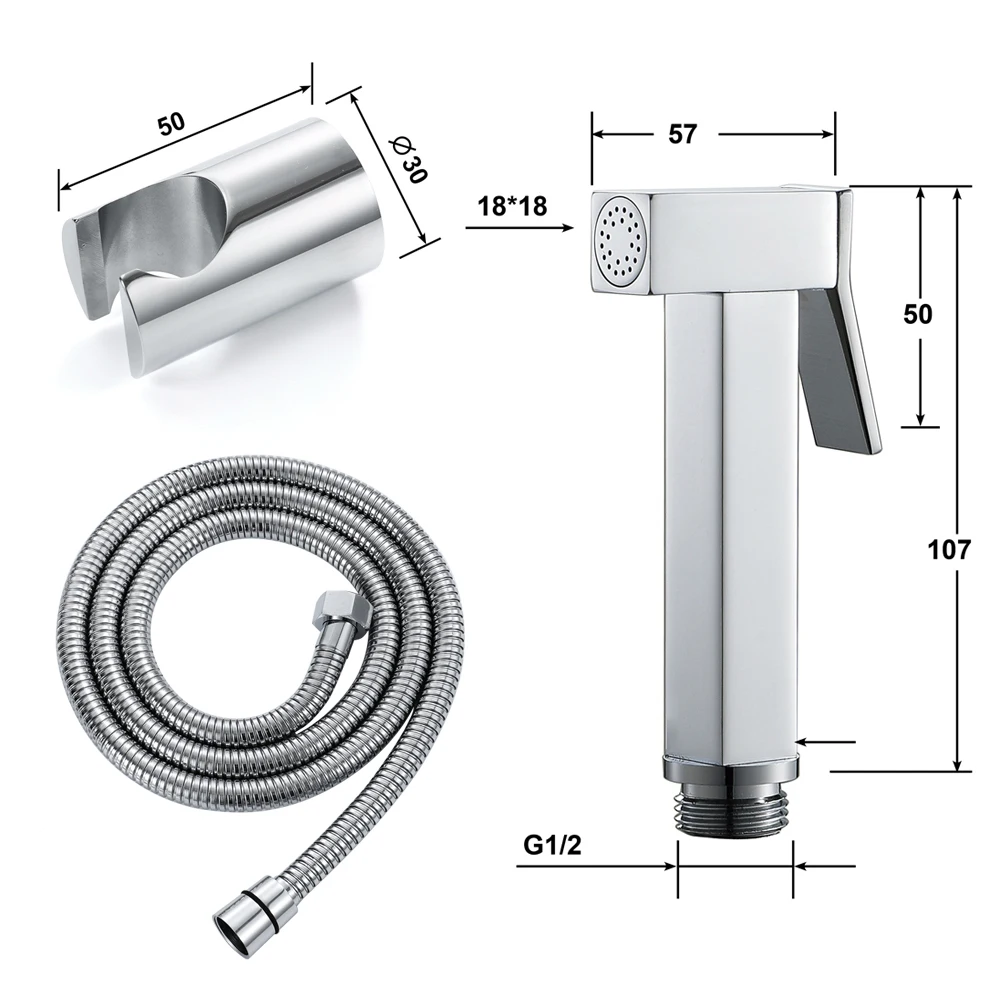 Brass Hand Held Portable Bathroom Bidet Toilet Sprayer Handheld Set With T-valve