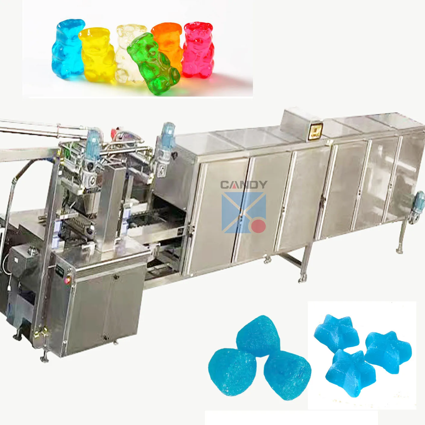 2024 hot sale automatic 3d fruit shape gummy bear candy machine small candy lollippop production line