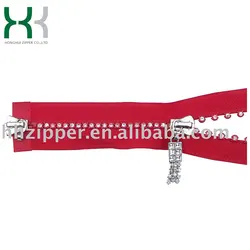 Wholesale colorful garment rhinestone zipper