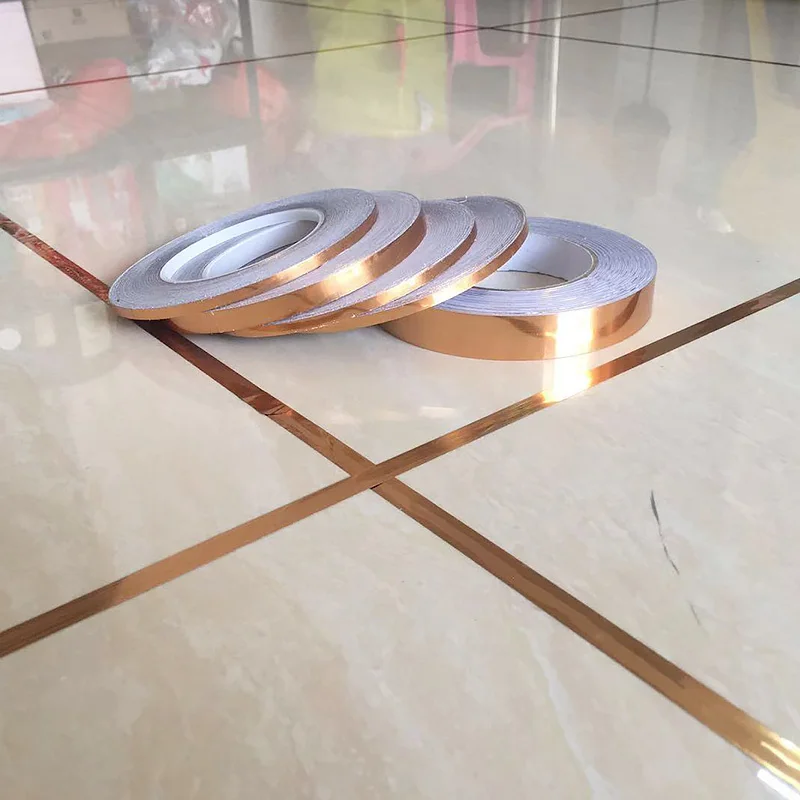 Gold Foil Tape Strip Sticker For Floor Tile Decor Waterproof Wall Gap Sealing Tape Bathroom Kitchen Accessories
