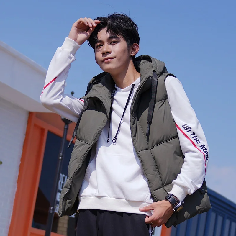 
Men thick puffer vest with padded sleeveless jacket 