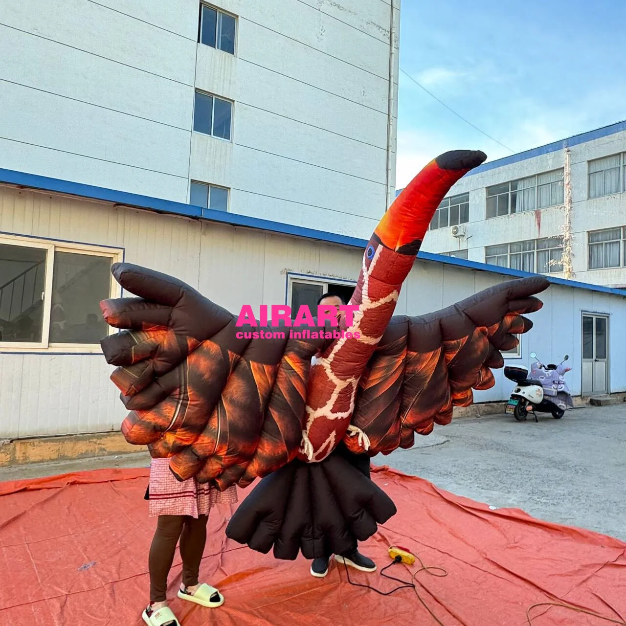 inflatable crane bird balloon,inflatable art animals hanging decor red-crowned crane inflatable cartoon