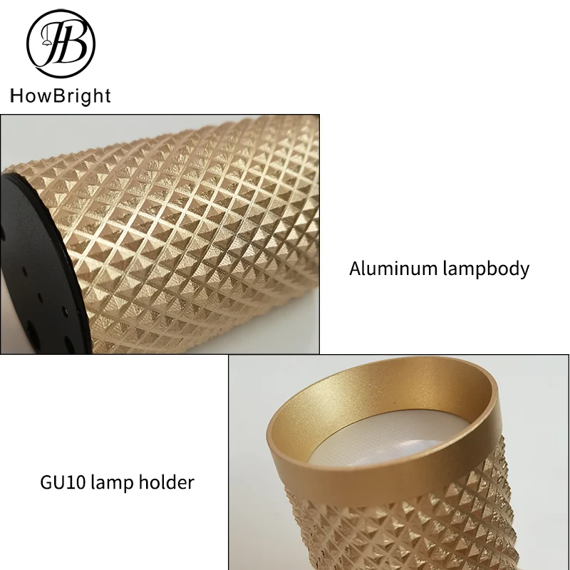 Decorative GU10 Hanging for Kitchen Bar Living Room Black with Gold Aluminum Adjust Indoor Surface Mounted Ceiling Spot Light