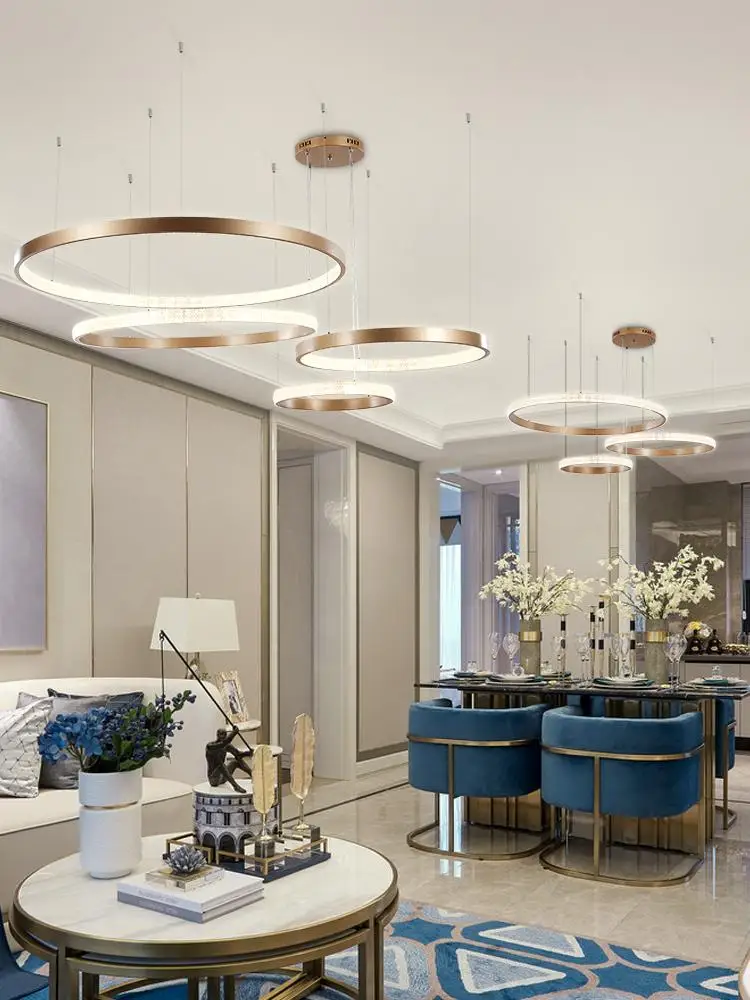 Customizable modern acrylic round combination led pendant light dimmable living room light