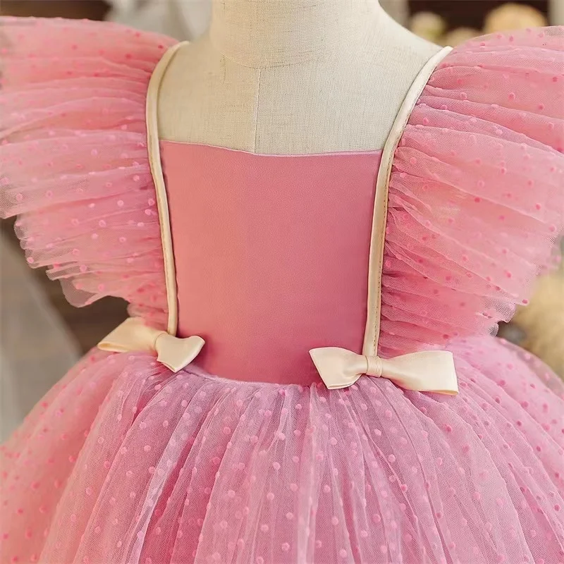 1 2 3 4 5 Years Old Bow Toddler Frocks Lace Patterns Sequin Wedding Children Dress Party Gown Kids Dresses for Girls