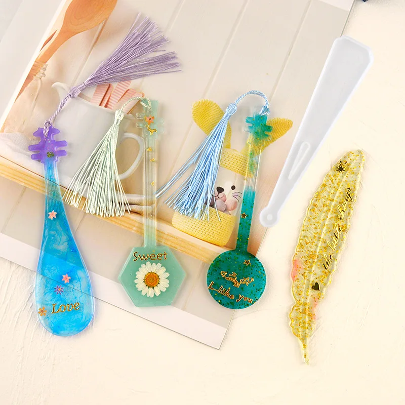 8pcs/Pack DIY Bookmarks Silicon Mold For Resin Jewelry Craft Tools Keychain Ruler Resin Molds Kit Epoxy SIlicone Mould