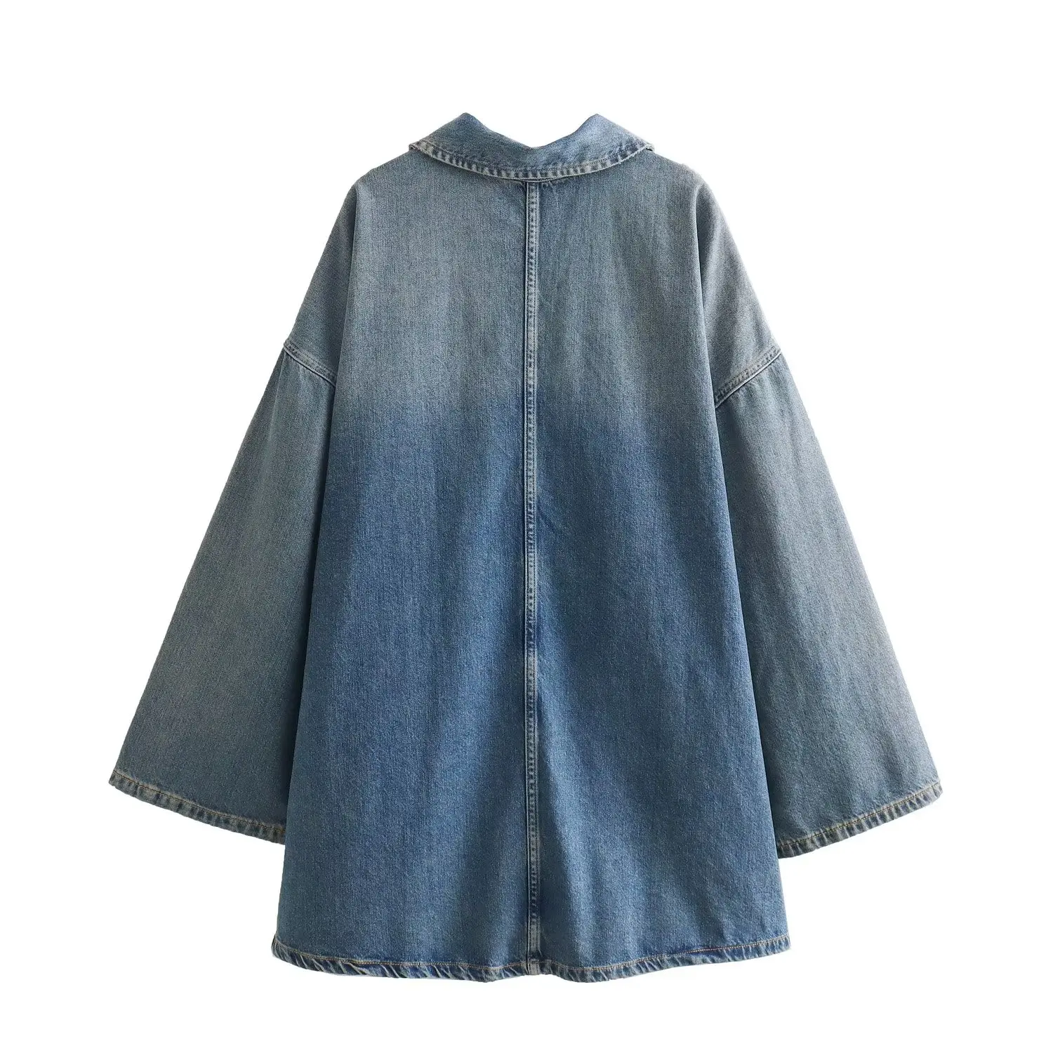 PB&ZA Women 2023 New Chic Fashion Casual denim Dress Vintage Long sleeve Female Dresses robe Mujer