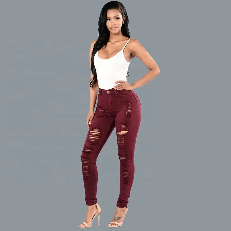 Europe And America New Multi Color High Waisted Skinny Denim Stretch Jeans Women