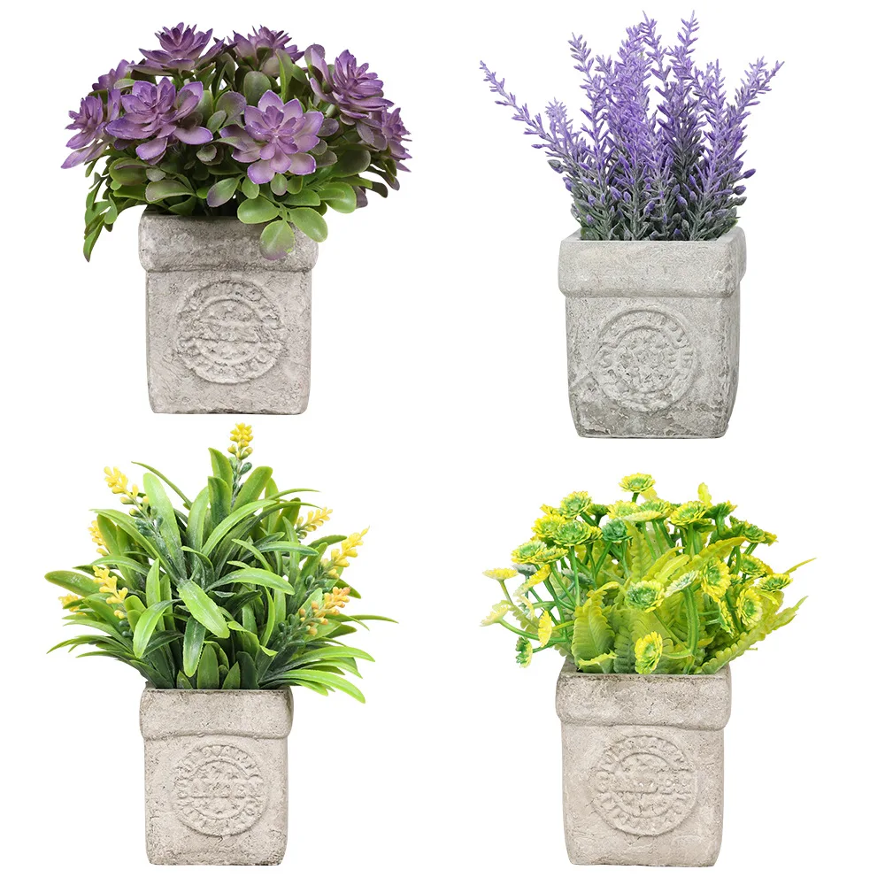 Artificial Flower Pulp Potted Purple and Bouquet Fake Potted Greenery Plants for Home Decor Artificial Flower Garden Wedding