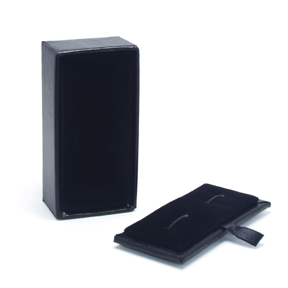 Cardboard Sponge Packing Hardboard Cufflinks Wedding Gifts Jewelry Box Case Black Leather Paper Storage Cufflink Box Wholesales