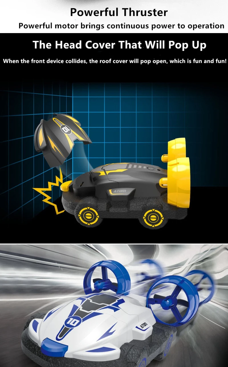 HOSHI C1 2.4G Water & Land 2 IN 1 Amphibious Drift Car Remote Control Hovercraft High Speed Boat RC Stunt Car