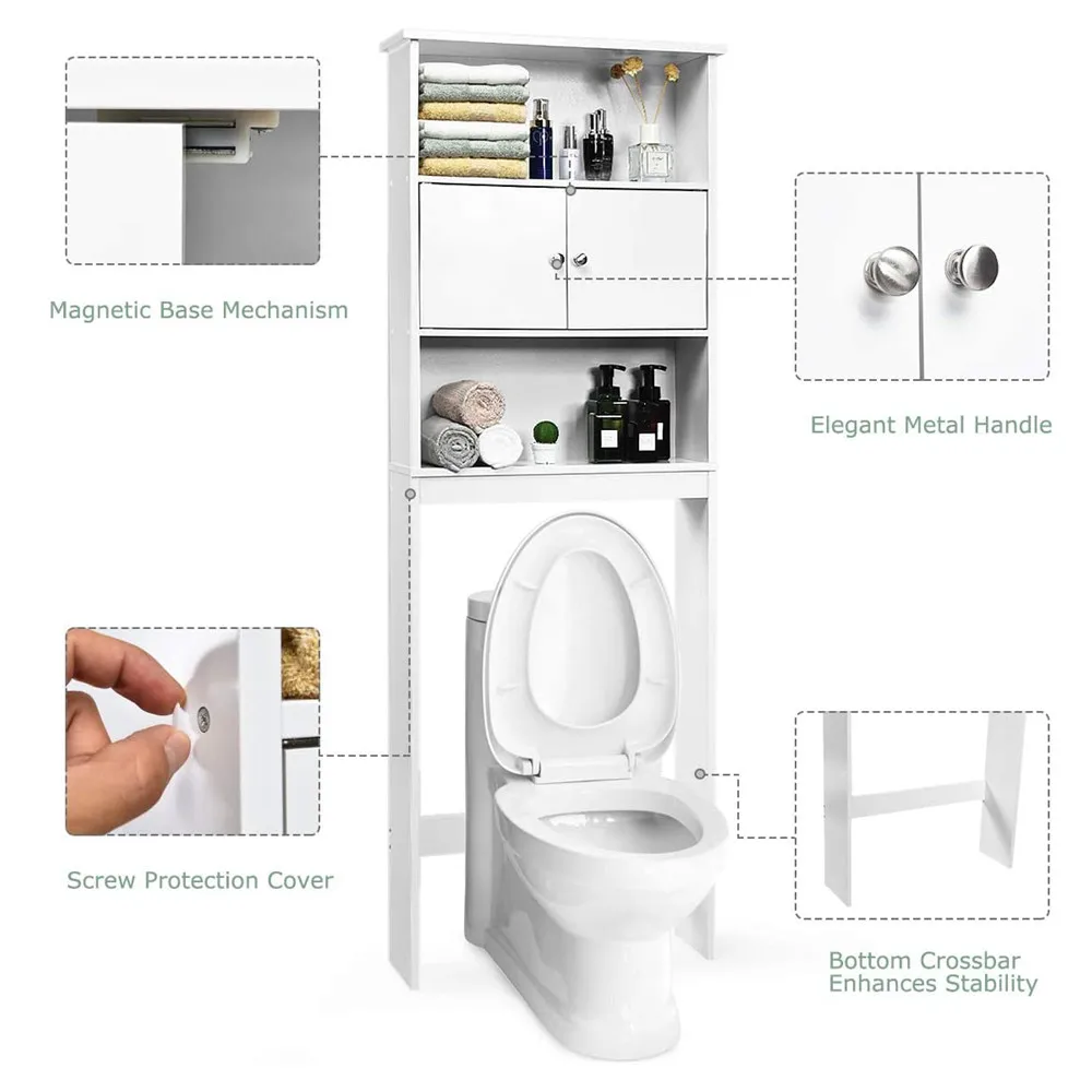Домашний шкаф Cao Xian Hi для экономии пространства в туалете с тремя слоями и двумя дверцами полка ванной