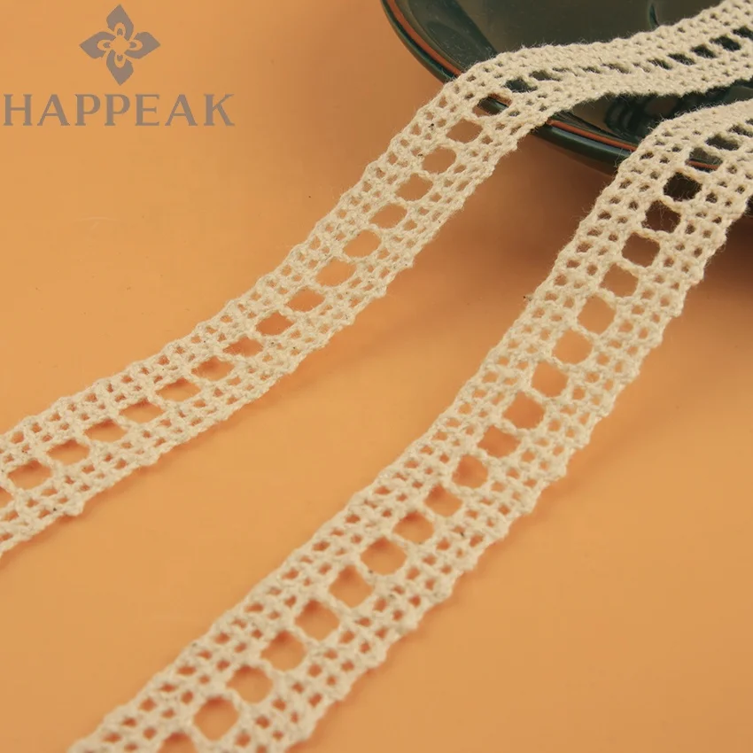 HAPPEAK Factory Wholesale Crochet Trim Border Cotton Water Soluble Lace Trimming Embroidered Wedding Lace