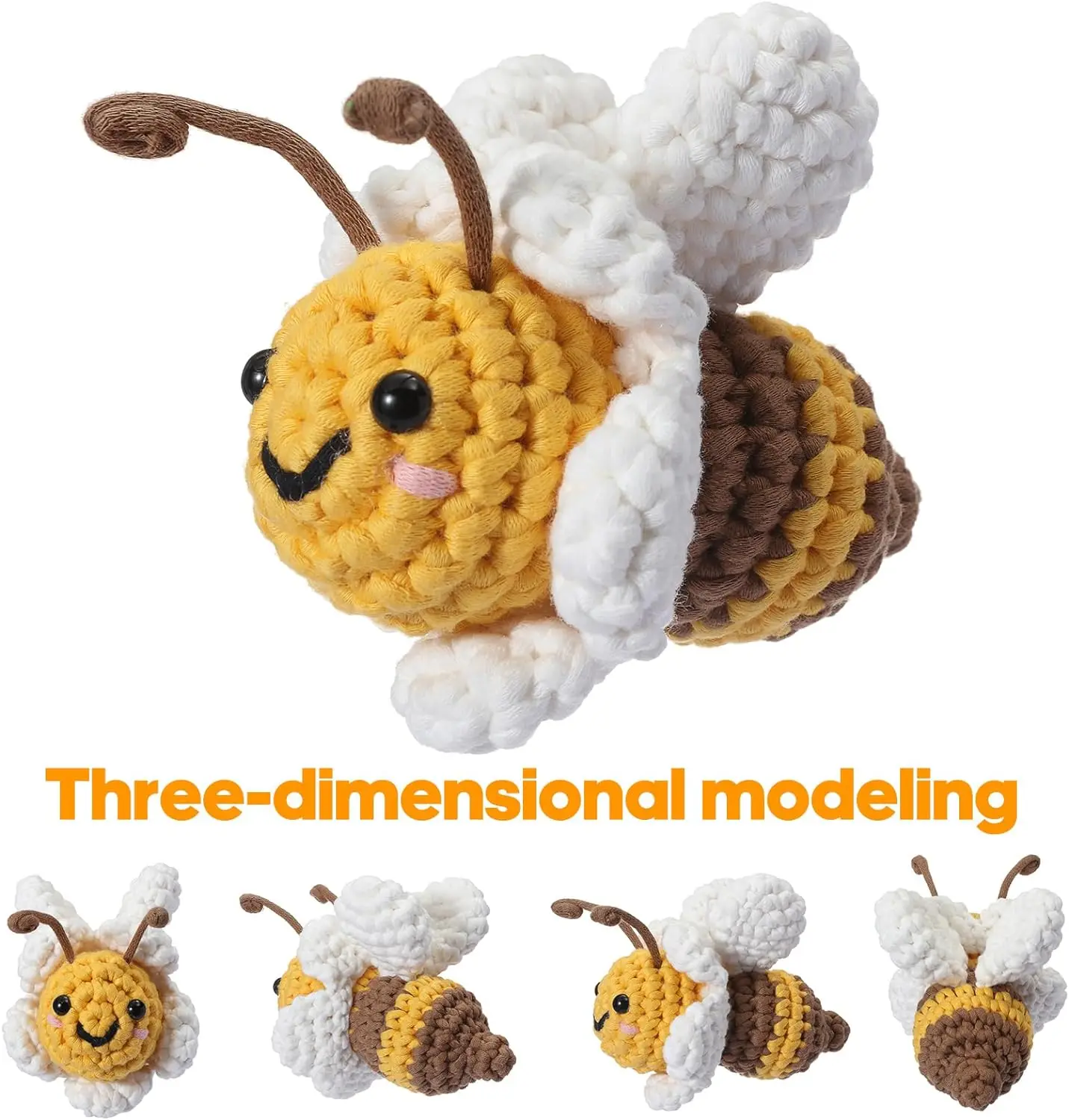 Animal Set DIY for Starters Adult Kids Teen Girl Gifts with Step-by-Step Video Tutorials Color Bee Crochet Kit for Beginners